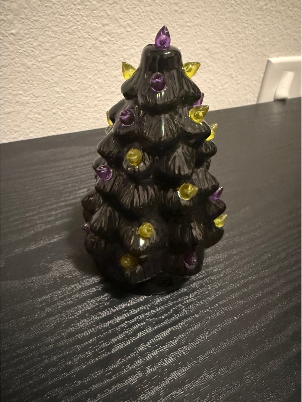 Halloween Ceramic Black Tree Purple Green Bulbs Tabletop Decor